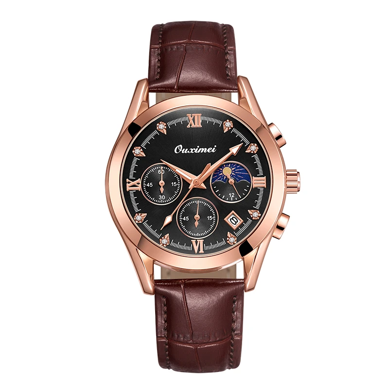 【专柜直发】黑武士时尚休闲多功能六针男表个性防水腕表