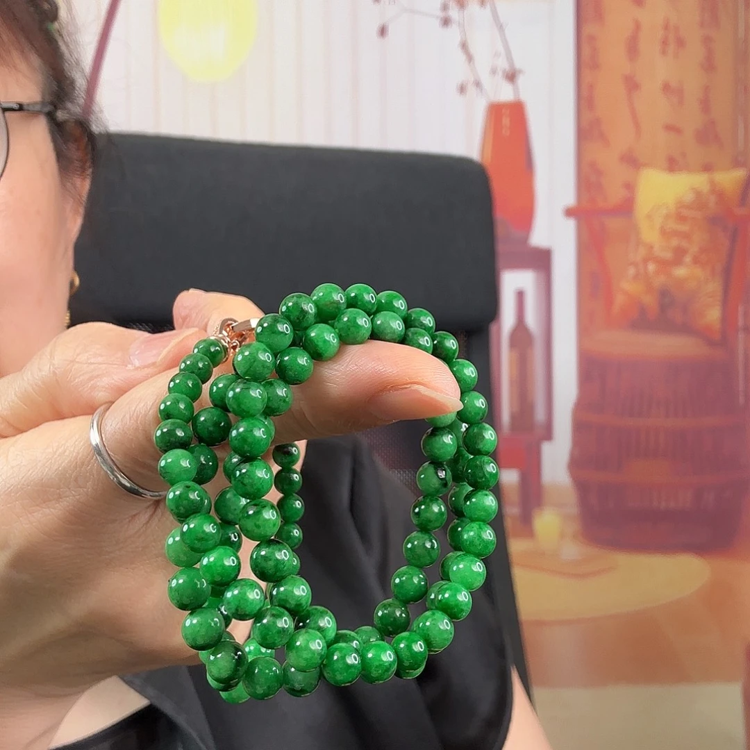 翡翠未镶嵌颈饰圆珠