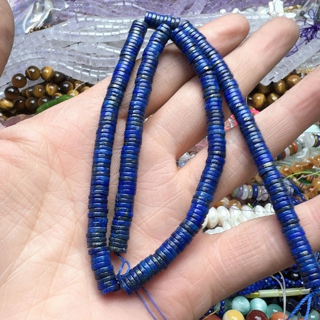 玛瑙/玉髓未镶嵌珠宝半成品一条6mm青金石隔片