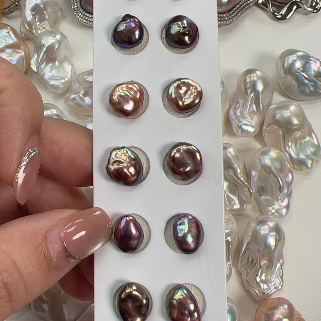 耳钉银S925镶嵌淡水珍珠