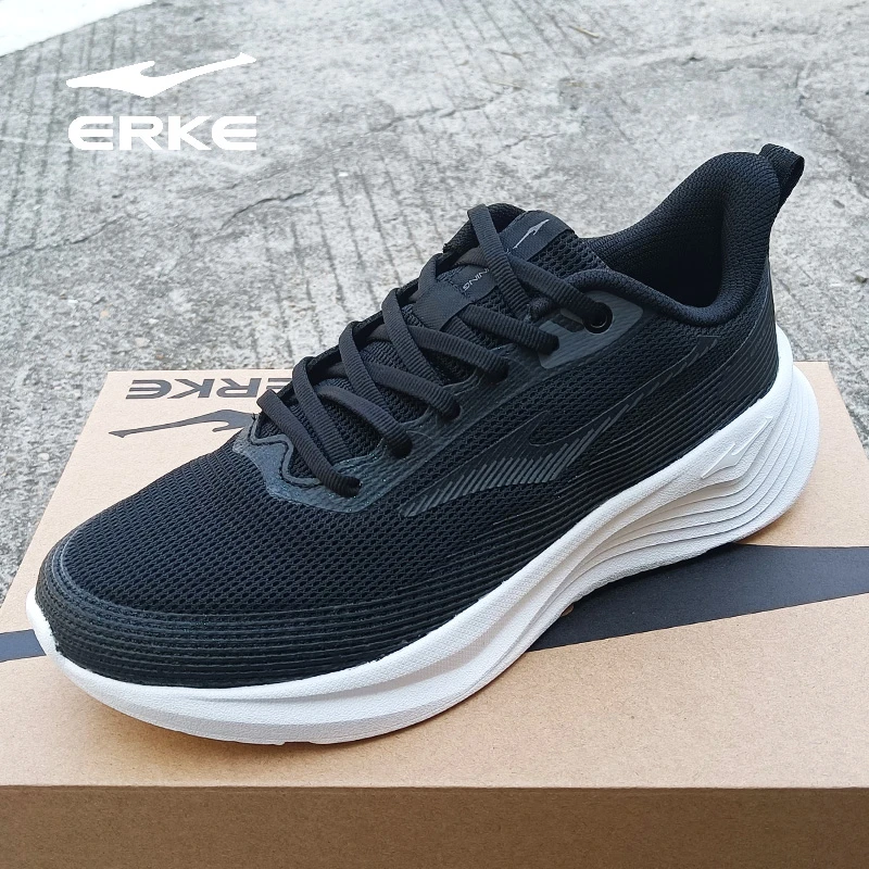 鸿星尔克跑步鞋男鞋秋季运动健身黑色网面透气百搭男士跑鞋男款