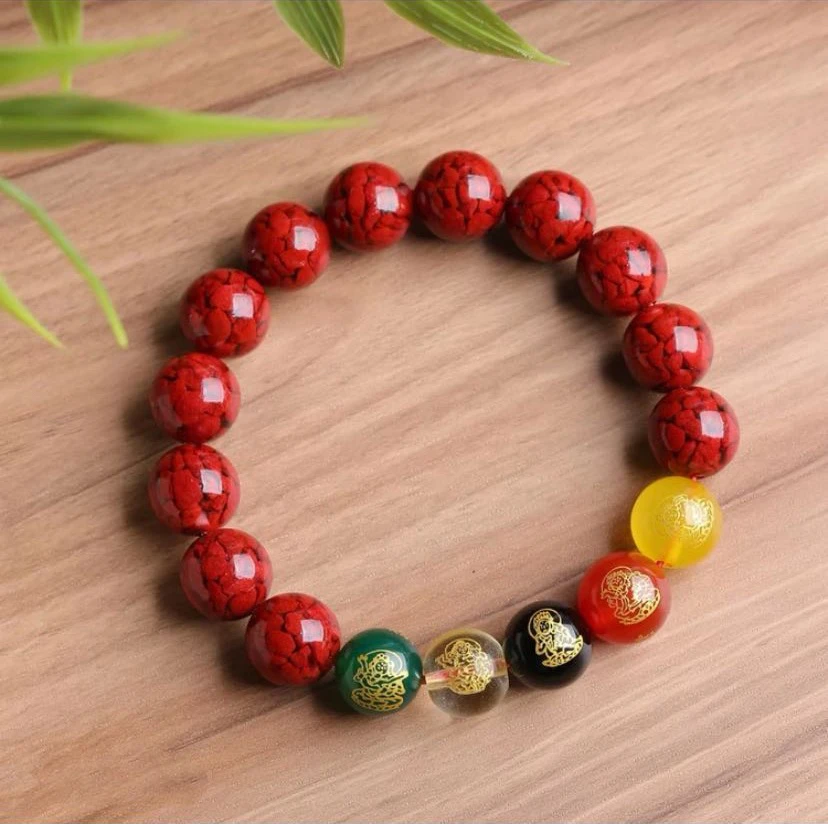 含辰砂工艺品高含量正品晶体砂12MM加五路时尚精美手链