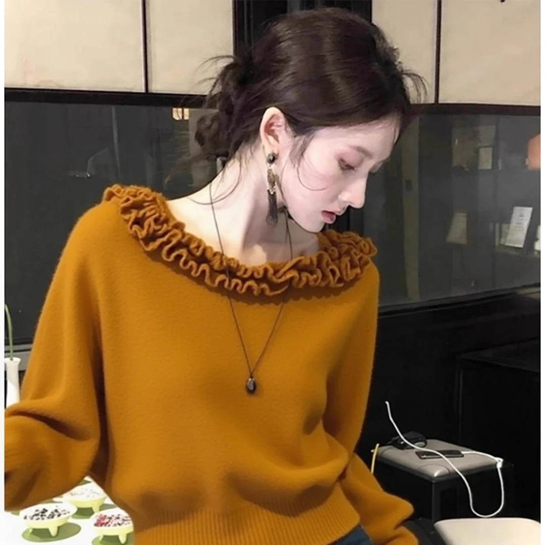 巨好看的秋冬气质上衣绝美巨好看高级感韩里韩气多巴胺橘色针织衫
