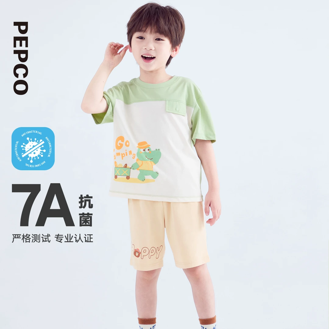 小猪班纳童装2025夏装新款儿童圆领上衣小童男童短袖T恤752525150