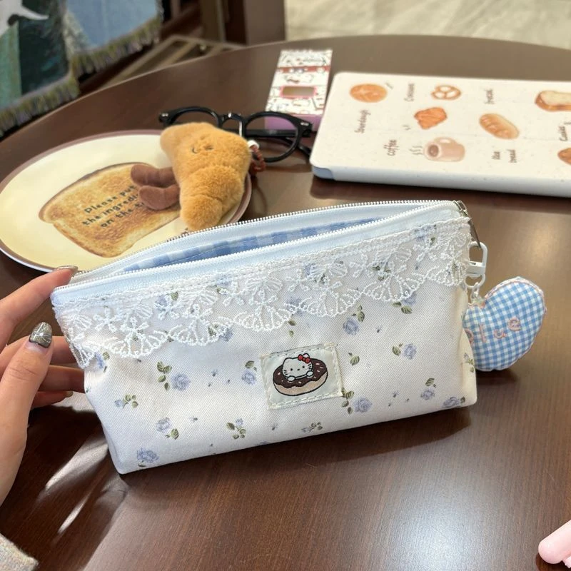 新款ins小清新碎花笔袋大容量便携多功能学生文具收纳袋可爱笔盒