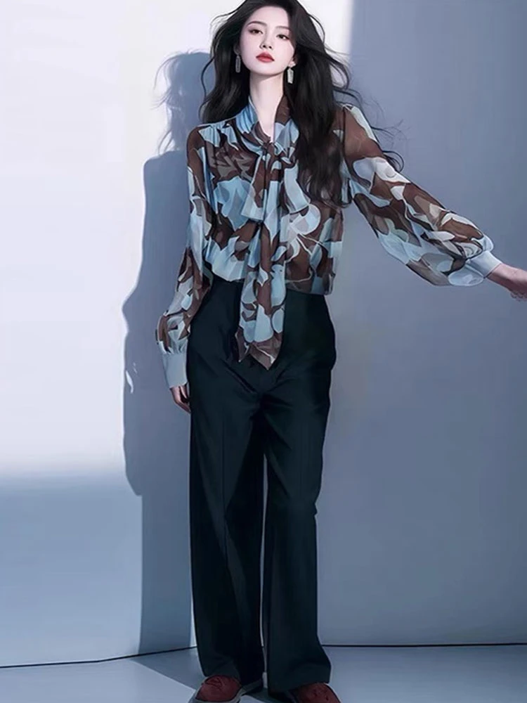 2025春季新款韩系轻熟风一整套法式高级感衬衫休闲裤气质显瘦套装