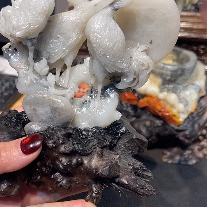 寿山石鹤鹤有名摆件