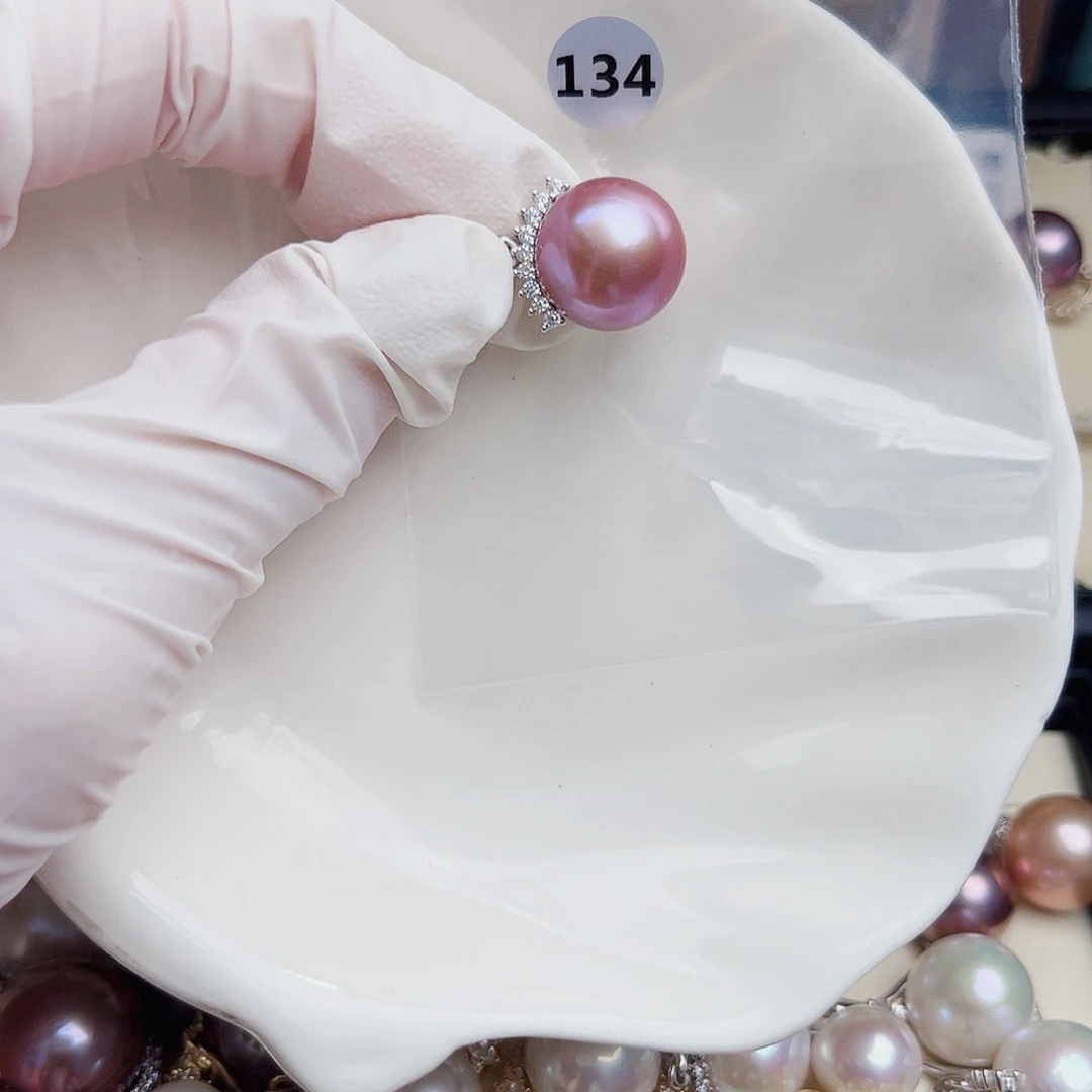 银S925镶嵌淡水珍珠耳饰