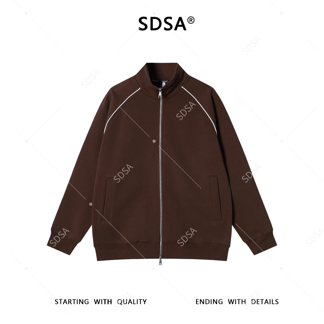 SDSA男士秋冬新款痞帅男装潮牌拉条绒面拉链立领卫衣百搭时尚上衣