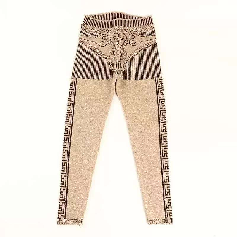 （D,huma) 成人厚款男女棕色无痕高腰棉裤保暖加厚加绒线裤底裤