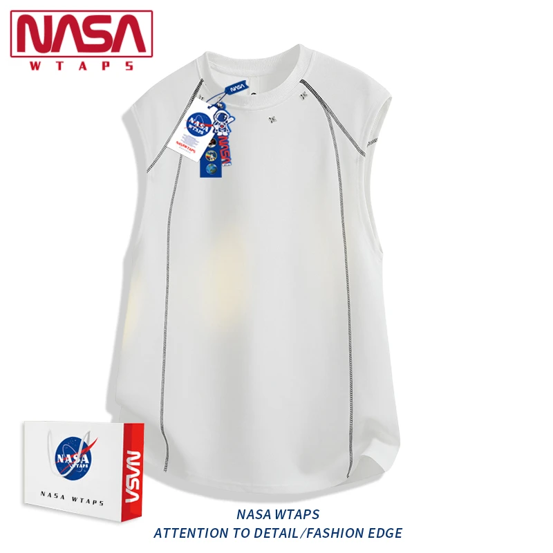 NASA WTAPS无袖t恤男夏季薄款宽松运动背心坎肩美式复古砍袖上衣