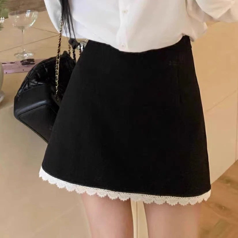 三七8987#蕾丝裙摆西装裤裙