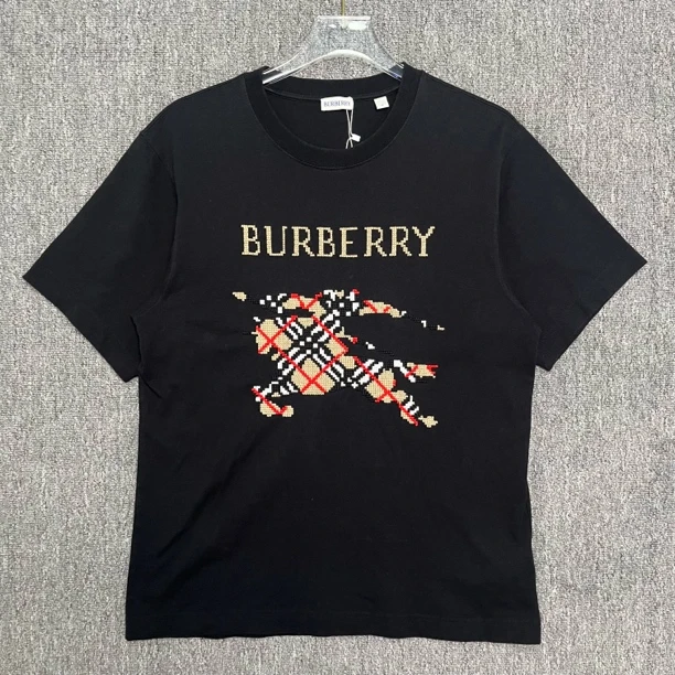99新 BURBERRY/博柏利 SS25十字绣棉质圆领短袖/M码/99新/13328