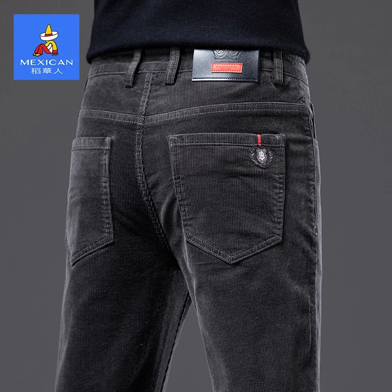 稻草人灯芯绒长裤子中年男士秋冬款外穿男裤爸爸装宽松直筒休闲裤