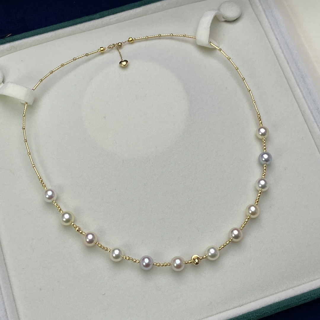 【莱莎珠宝】7-7.5mm海水AK真科研SS皇后拆珠满天星时尚微笑链气质