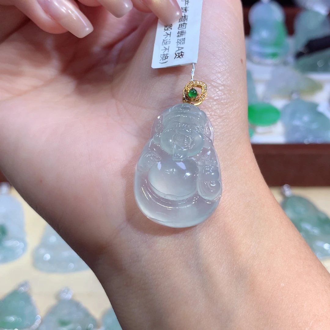 吊坠(不含链)18K金镶嵌翡翠