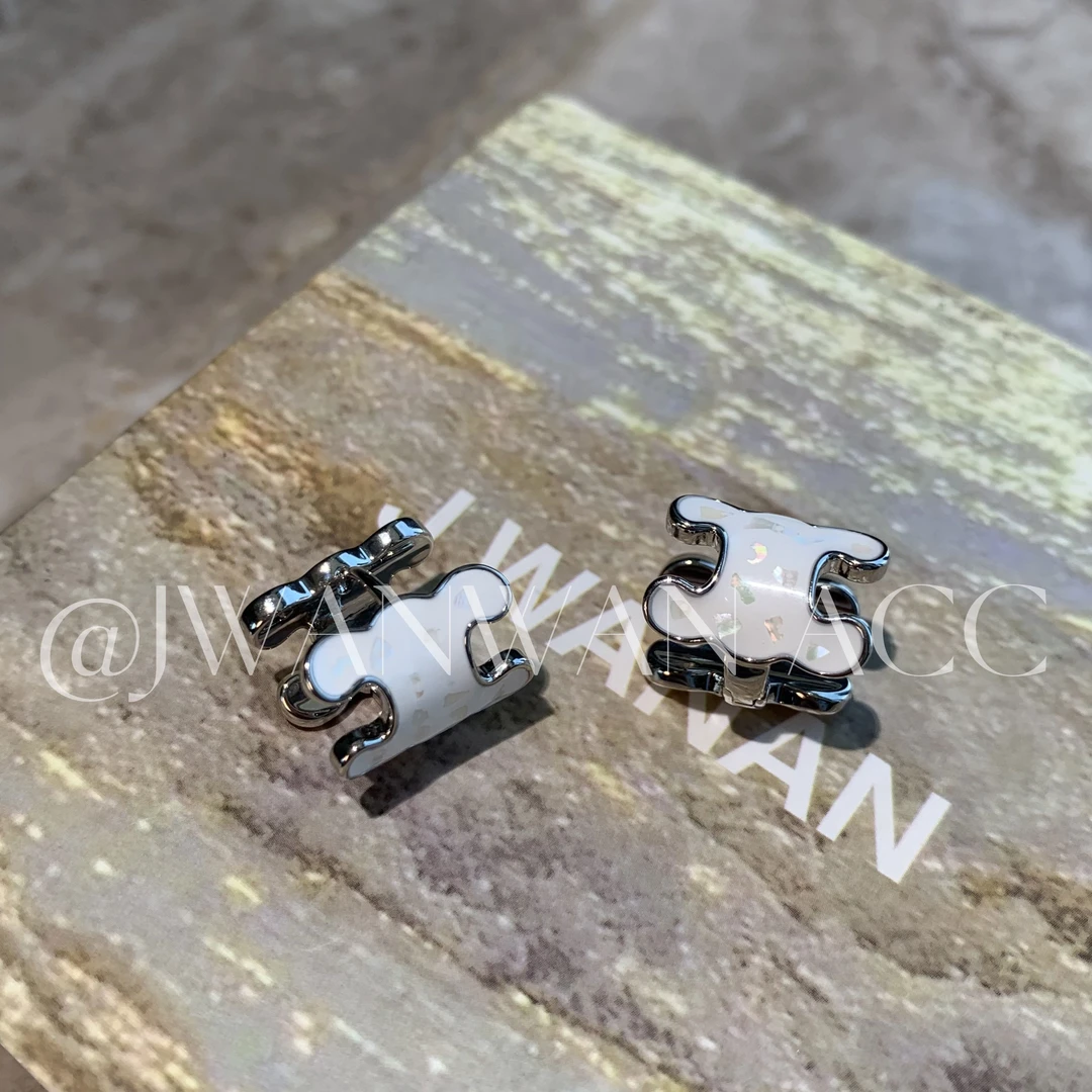 铜合金耳饰 星凯星辰.白色凯门双面戴耳扣01ED2834AN