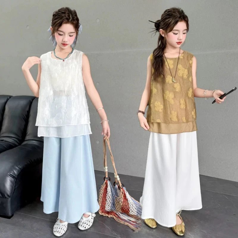 女童新中式夏款无袖套装