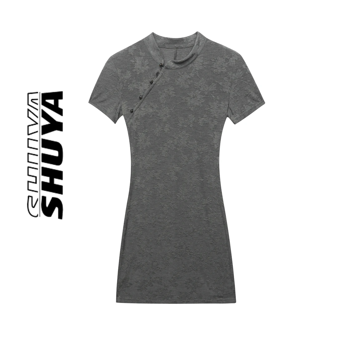 【张舒雅】虞美人 定制肌理花纹纯欲中式连衣裙DY#89150