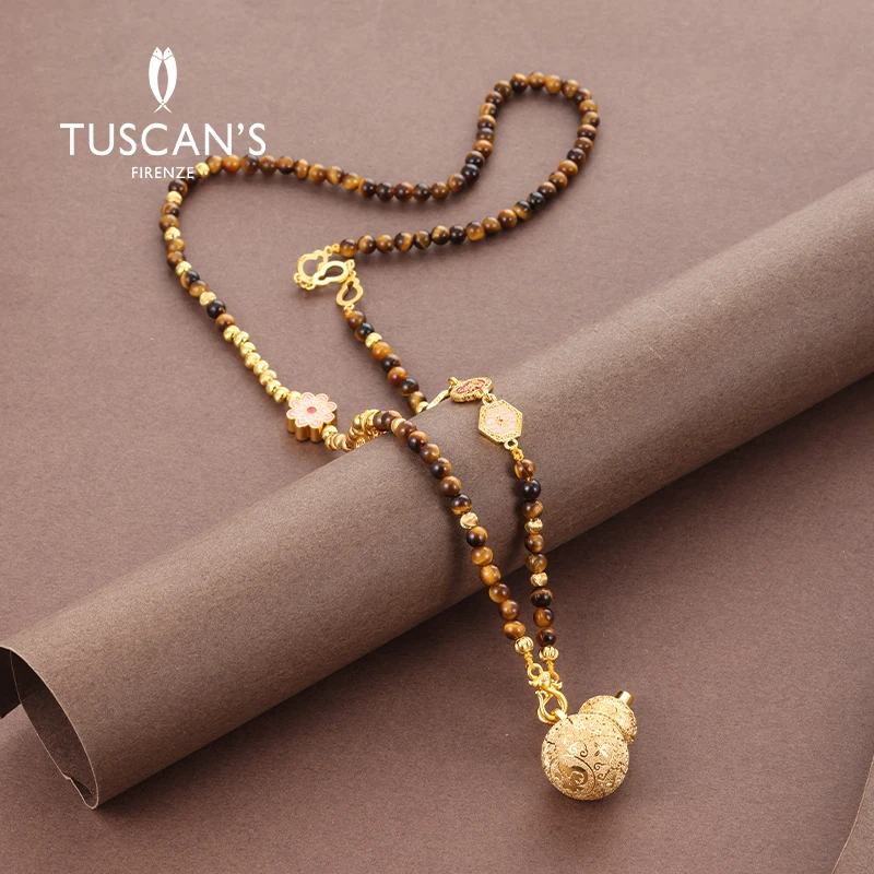 TUSCAN'S 铜合金玻璃项链 金色葫芦女时尚项链颈链配饰毛衣链双鱼