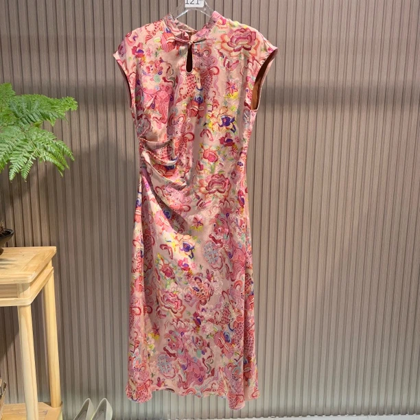 步生莲花 新中式夏季新款国风改良式收腰显瘦旗袍连衣裙