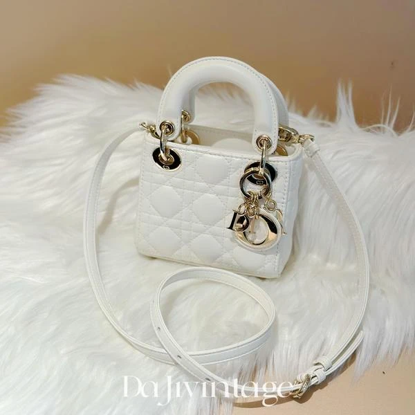 大吉中古/Dior迪奥白色超mini三格戴妃斜挎包