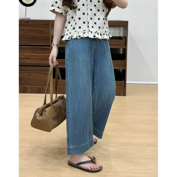 【燃燃定制】150小个子夏季莱塞尔凉感薄款高腰八九分牛仔裤女-8671