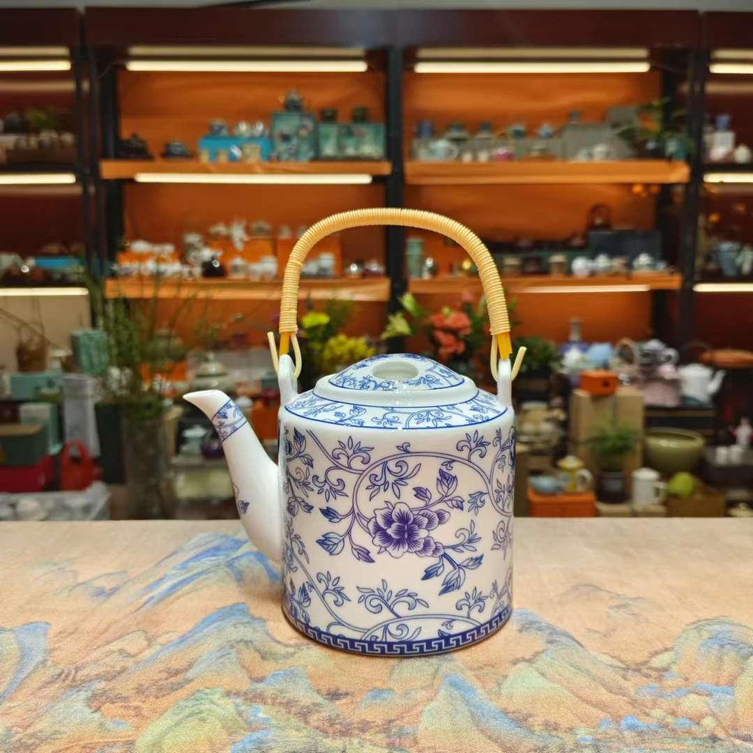 茶具 青花牡丹提梁壶家用防烫泡茶壶凉水壶-5152