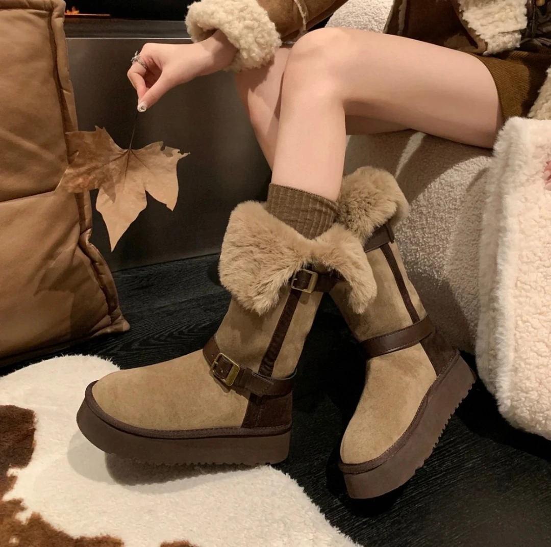 鑫燃KIKI 冬季时尚厚底长筒雪地靴   D9-9222-13A  DMY