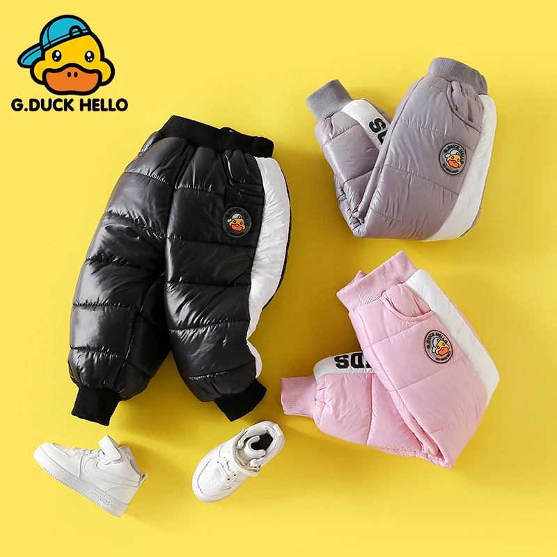 【G2024005-6】冬季新款男女童小黄鸭时尚百搭舒适亲肤加绒加厚棉裤