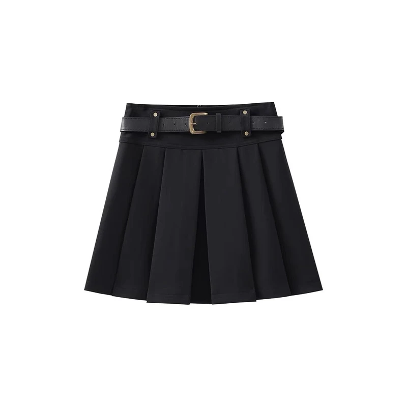 DD-23182星款设计感高腰百褶裙