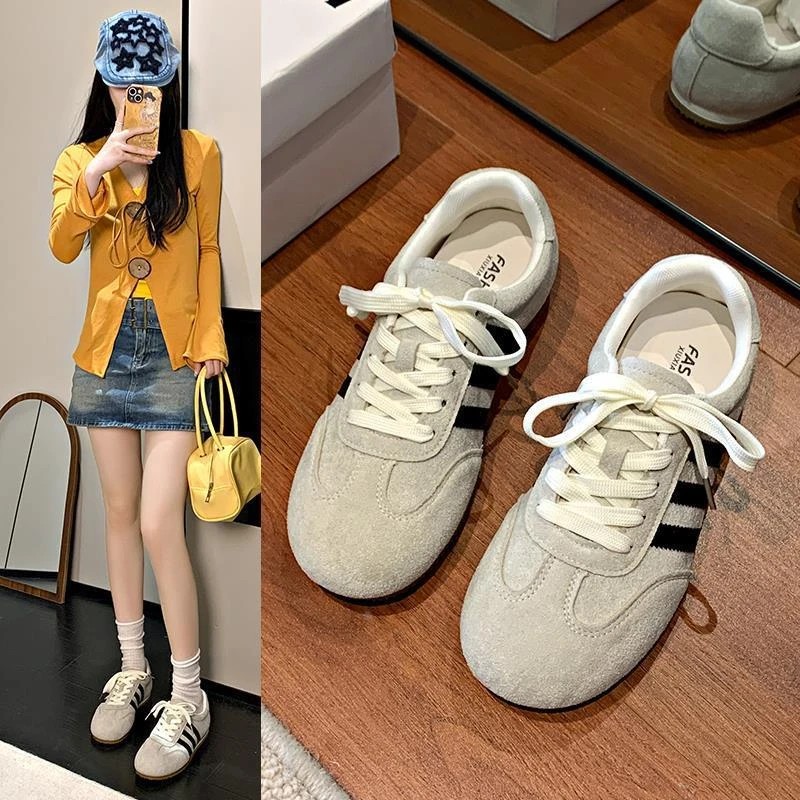 德训女鞋厚底2025新款春季百搭休闲运动板鞋厚底增高小白阿甘鞋子