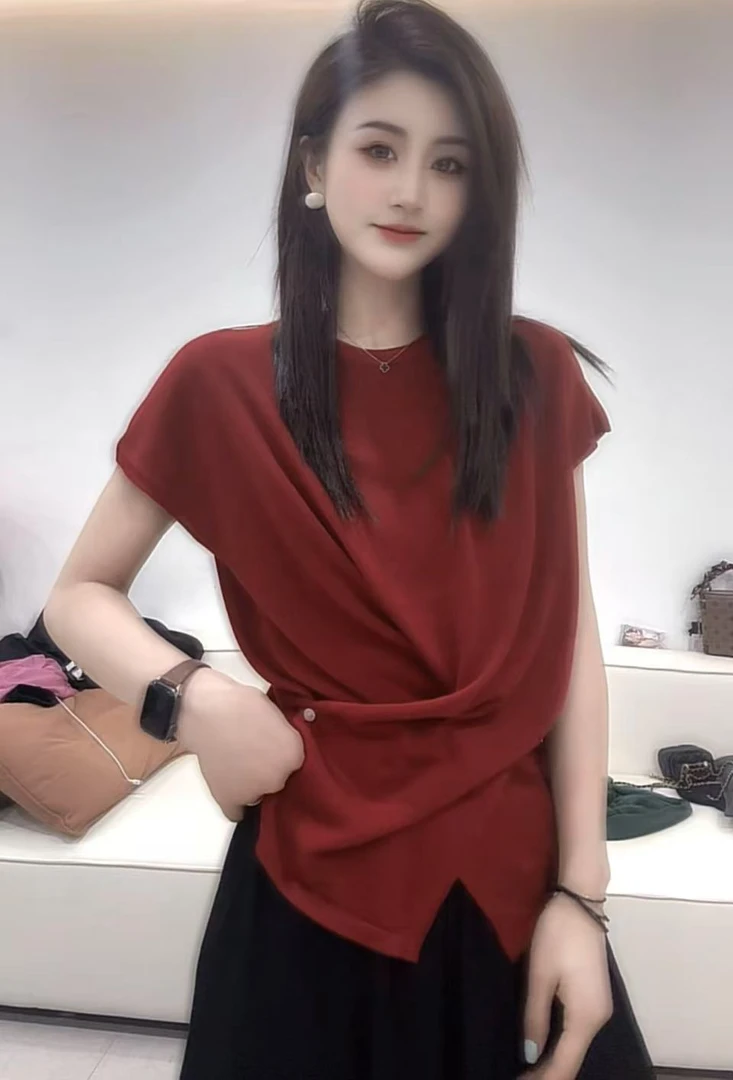 QIANRH-1161夏季新款小蛮腰设计大牌高级感针织短袖