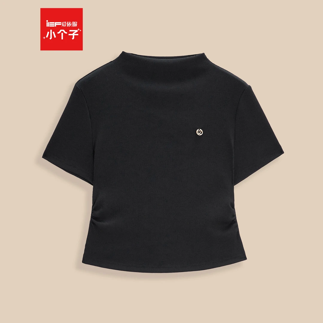 IEF/爱依服2025夏秋新款韩版简约纯色通勤气质休闲百搭短袖上衣