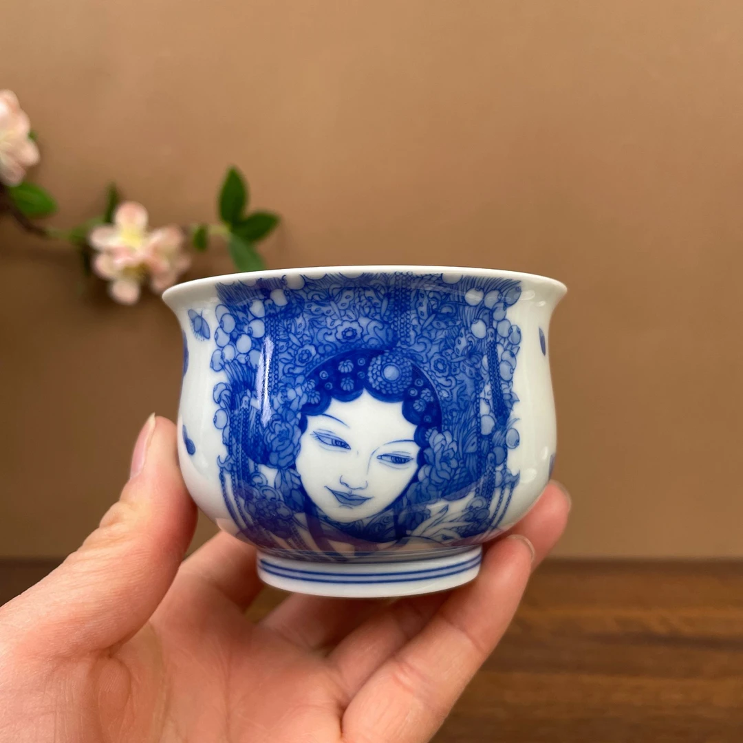 【陶月楼】花旦人物炉式杯手工手绘景德镇茶具容量100毫升