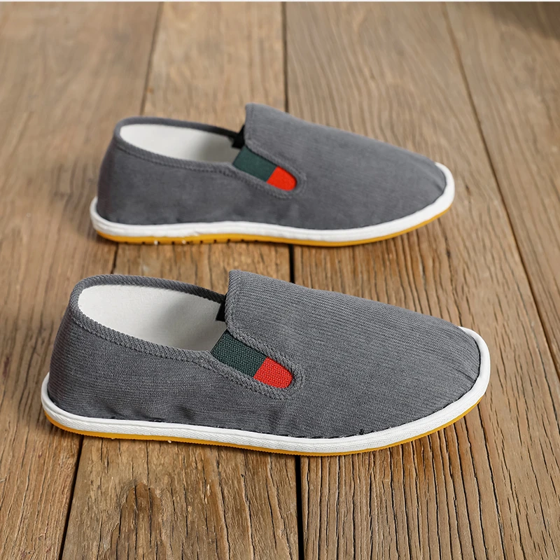 灯芯绒缝制鞋车缝线透气开车布鞋韩版舒适牛筋底老北京帆布鞋子