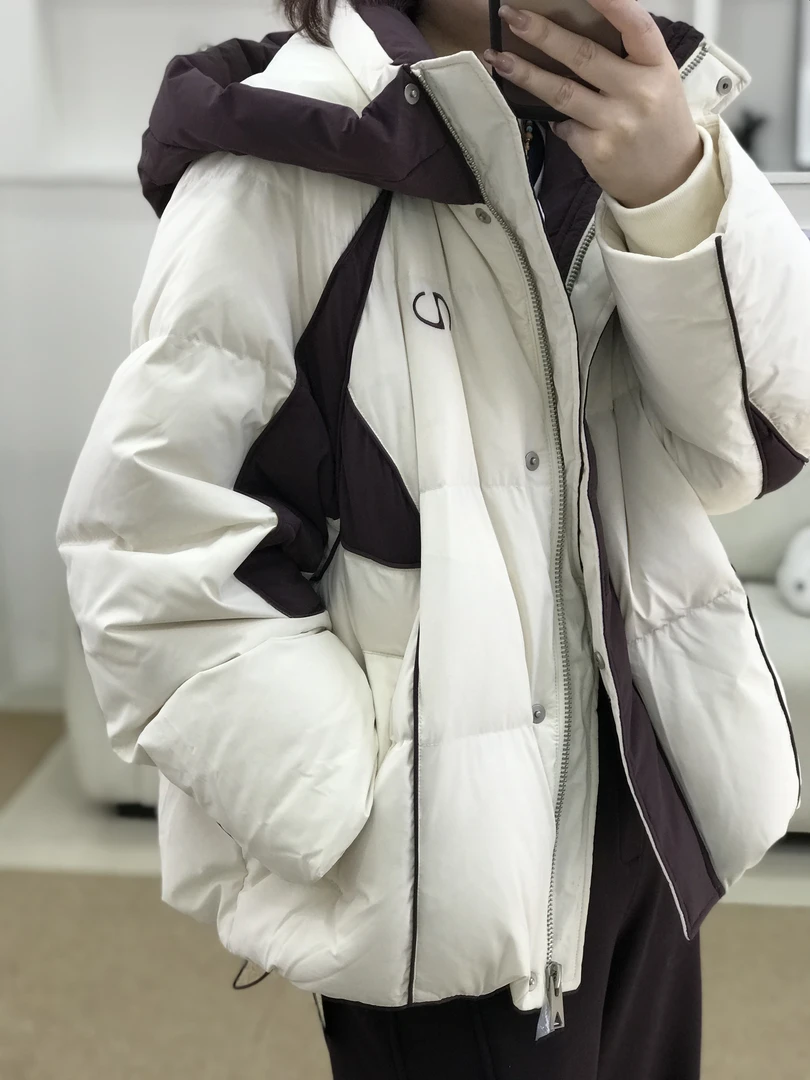 {莹莹推荐}5312冬季大码女装简约拼色羽绒外套