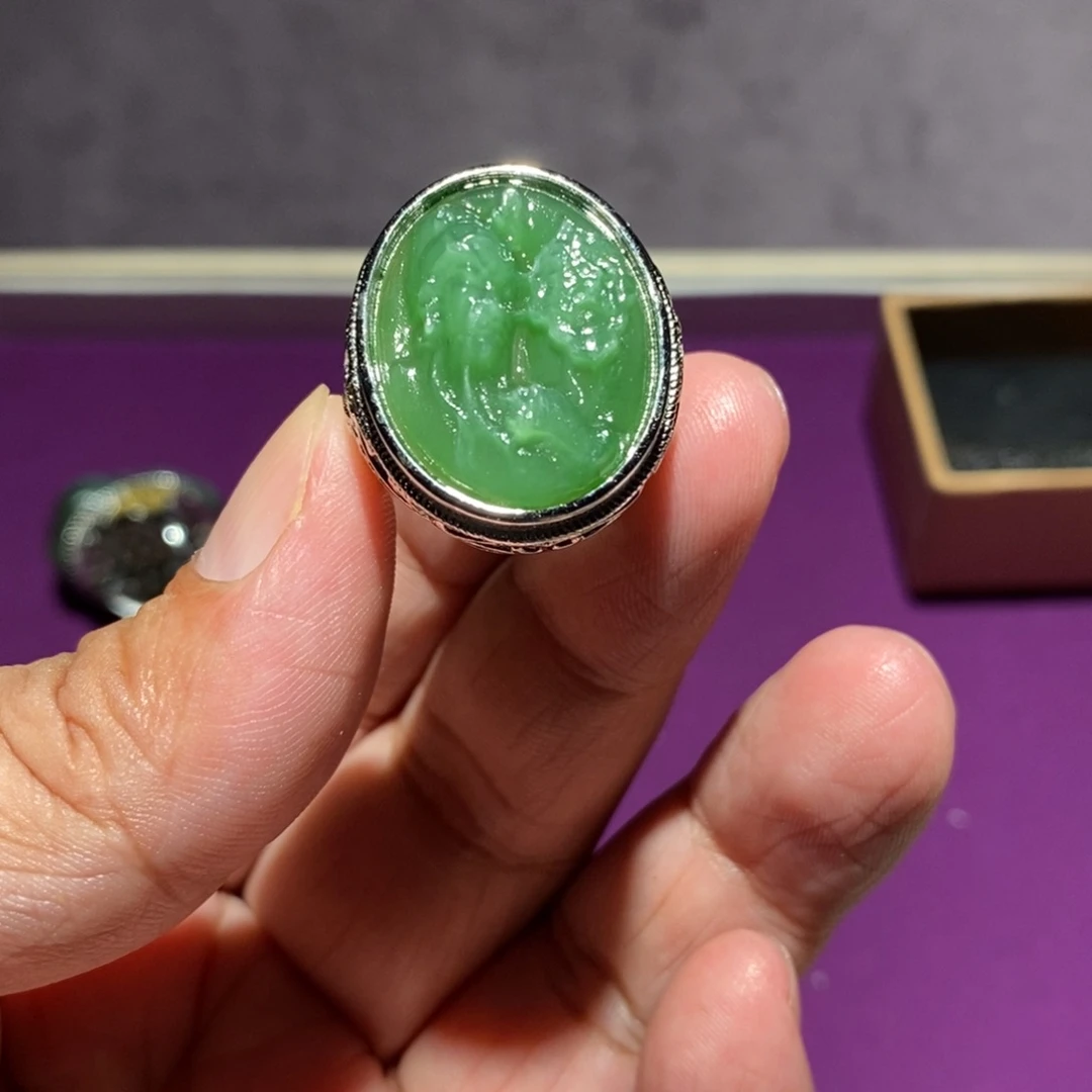 和田玉（碧玉）未镶嵌戒指