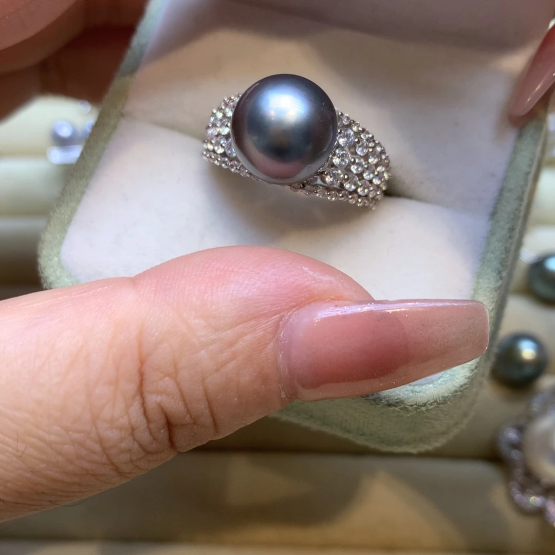 银S925镶嵌戒指海水珍珠