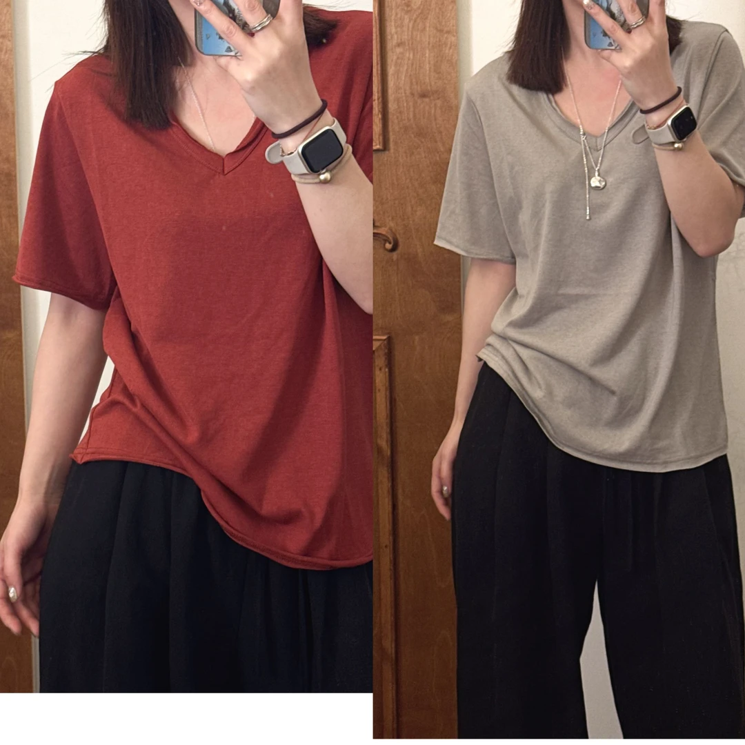 【NO退NO换】欧货【复古港风】不规则下摆丝滑短袖