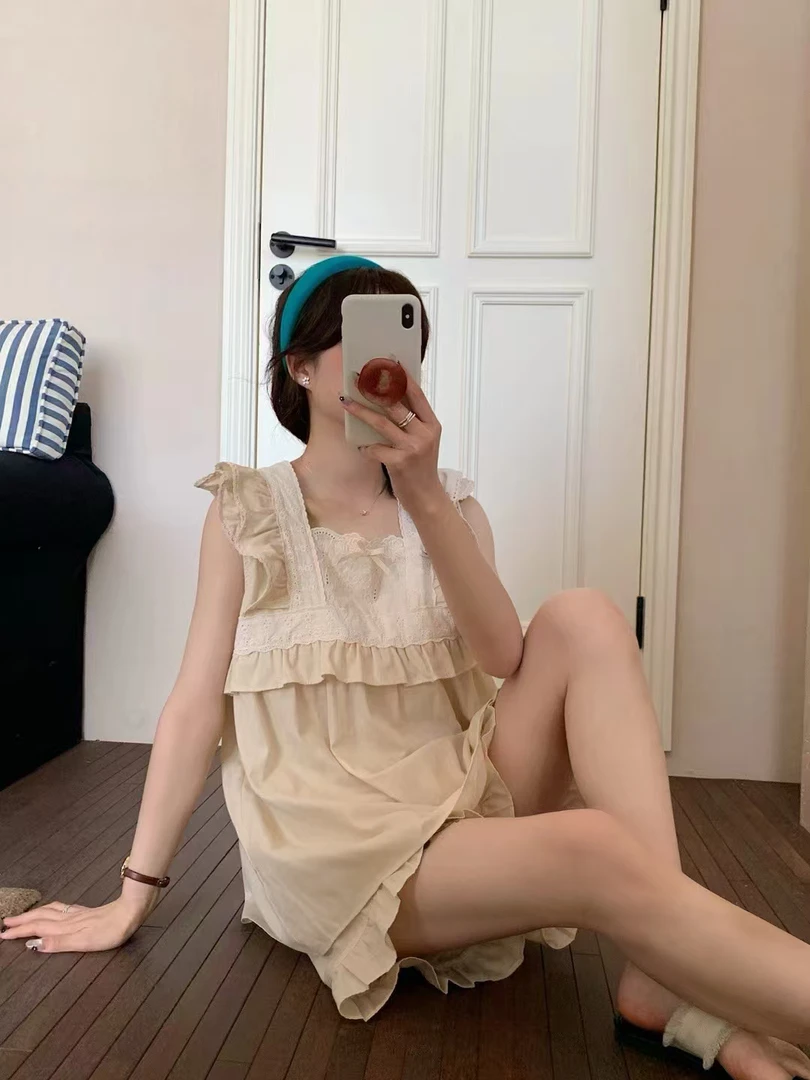 短裤夏季常规V领睡衣家居服套装睡裙夏天花边家居服