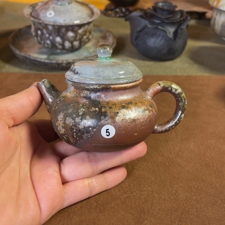 柴烧陶泥珍珠泥壶。    5