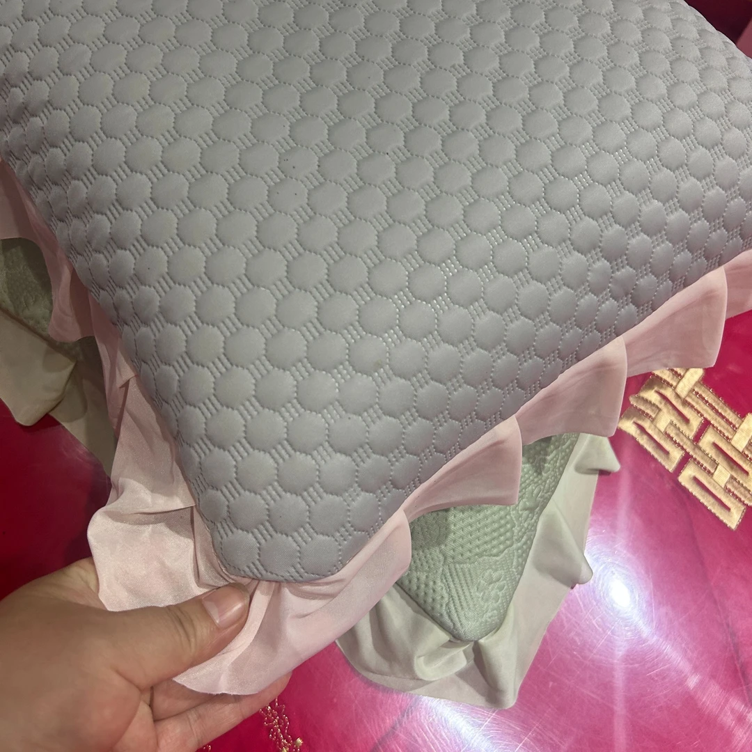 凉感豆豆双面再生纤维花边枕学生软枕活套枕轻奢羽丝中枕备注颜色