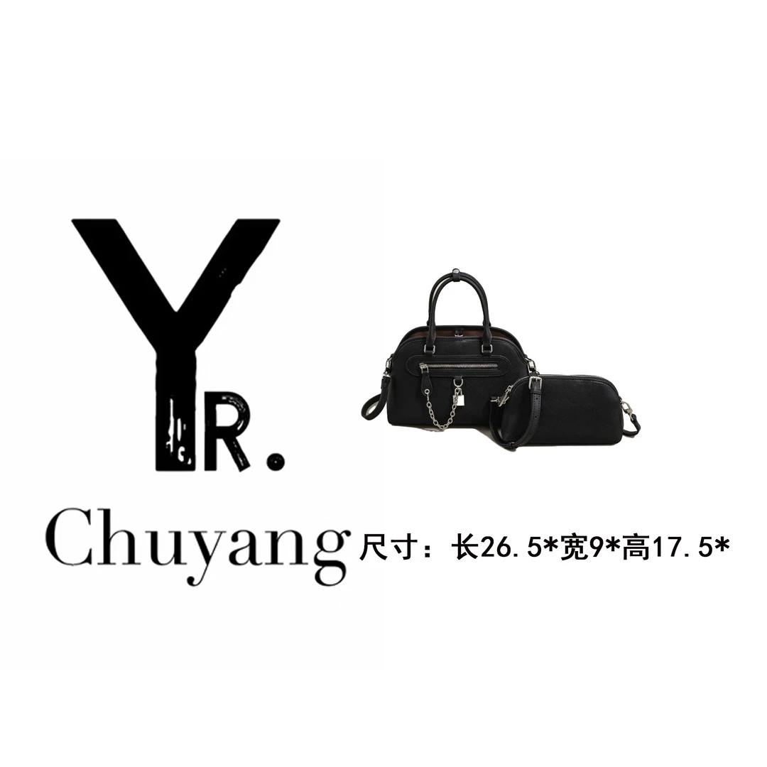 【初阳甄选】SK-83392-黑色斜挎包圆筒相机包运动潮流轻奢水桶包