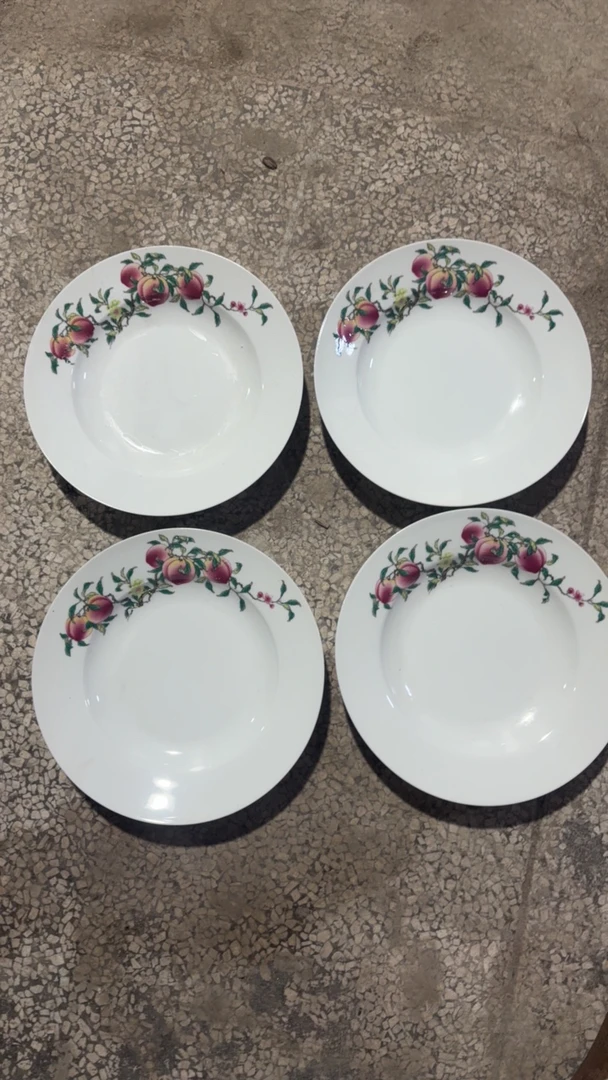 景德镇高温陶瓷粉桃8寸菜盘4只