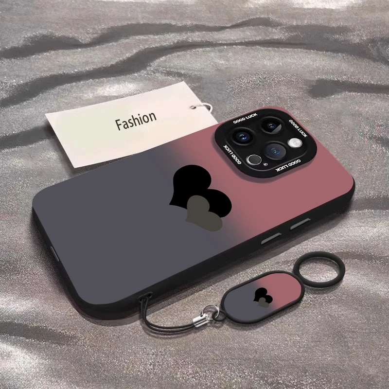 渐变爱心适用苹果16promax手机壳iphone17pro液态硅胶15plus防摔