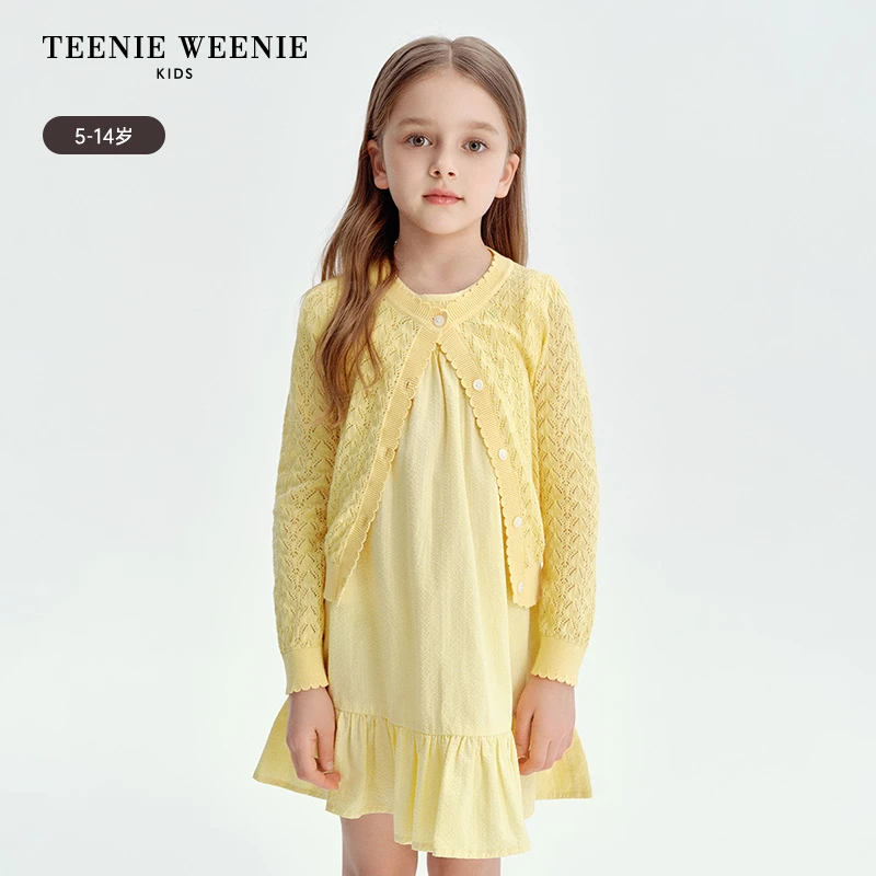 TeenieWeenieKids25年夏款女童长袖镂空薄款毛织开衫TKCK256542N