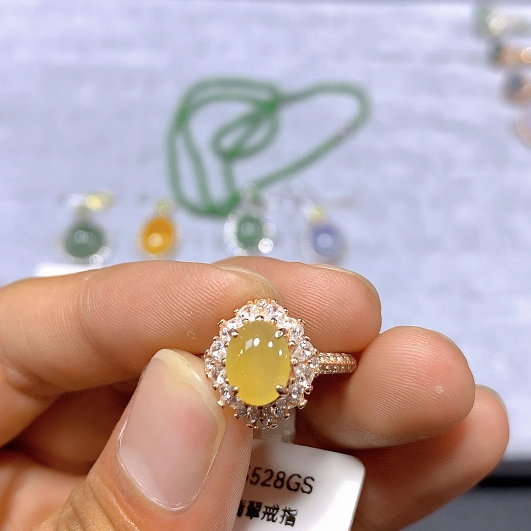 翡翠戒指银S925镶嵌97号