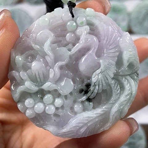 翡翠颈饰未镶嵌凤穿牡丹两面工福利
