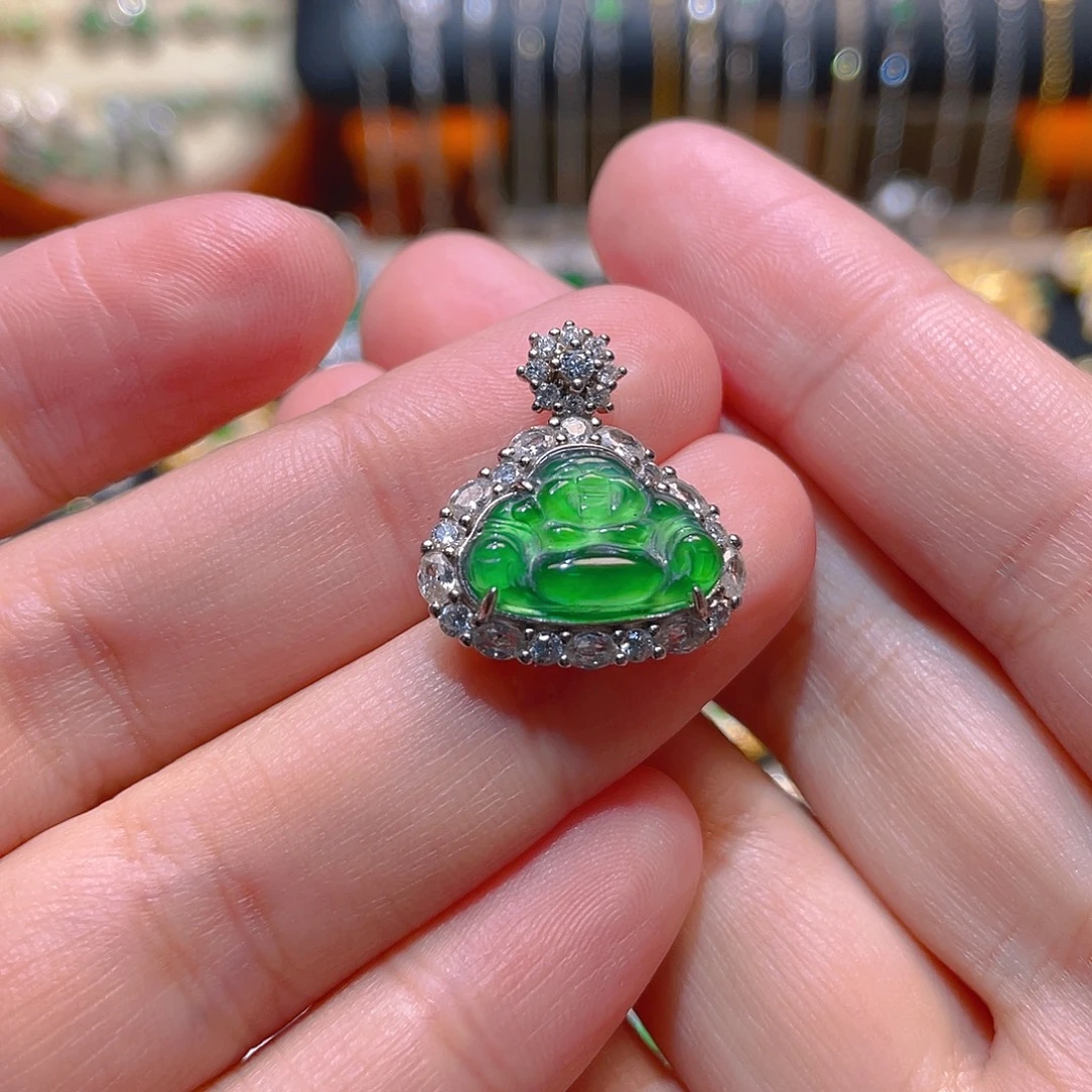 翡翠银S925镶嵌吊坠(不含链)